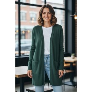 Madewell Women's Merino Wool Alpaca Blend in Green Open Front Cardigan‎ Size S